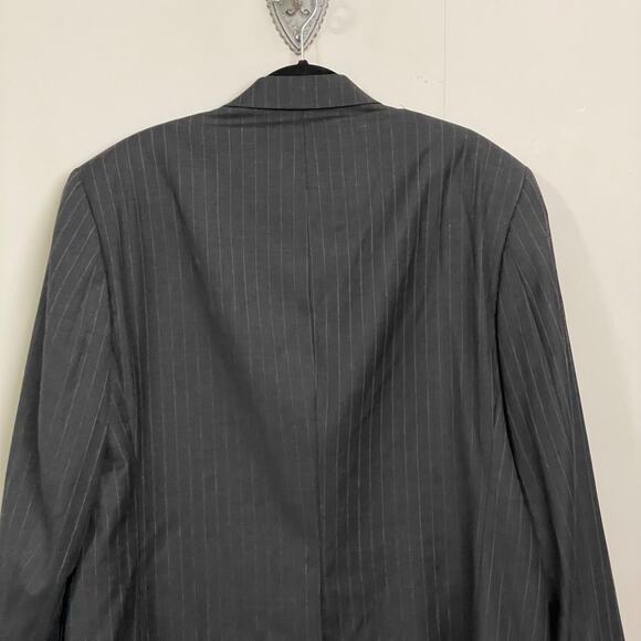 Lauren Ralph Lauren 44R green tag blazer 100% wool black gray stripe classic - Picture 6 of 11